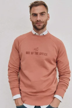 Ooto Sweatshirt Gola Redonda Com Logo Frontal Vermelho Outlet