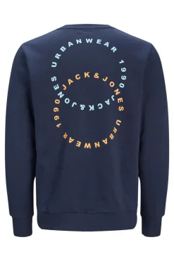 Jack & Jones Sweatshirt Gola Redonda Estampado Traseiro Azul Best