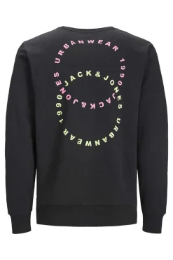 Jack & Jones Sweatshirt Gola Redonda Estampado Traseiro Preto Outlet