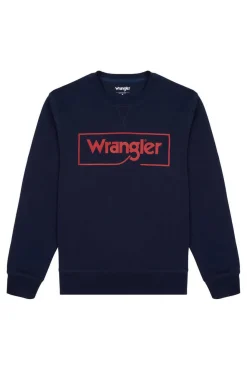 Wrangler Sweatshirt Marinho De Ajuste Regular Azul Clearance