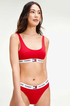 Tommy Jeans Calcinhas-Tanga De Algodao Com Logo