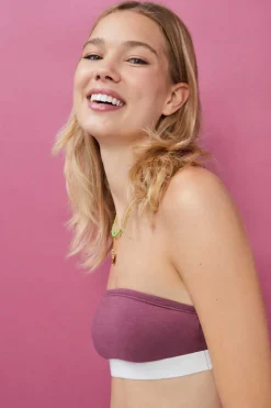 HI&BYE Roupa Interior-Top Bandeau Algodao Bordeaux