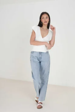 Brave Soul T-Shirts-Top Canelado De Manga Curta Folho