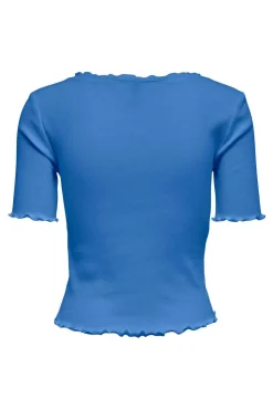 Only T-Shirts-Top Canelado Manga Curta