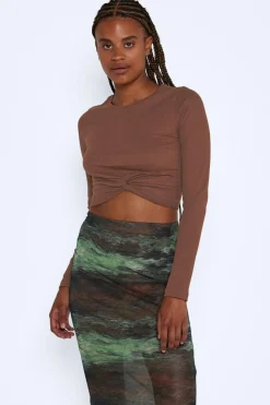 Noisy May T-Shirts-Top Cropped De Manga Comprida