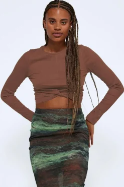 Noisy May T-Shirts-Top Cropped De Manga Comprida