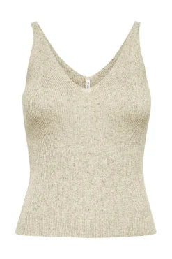 Only T-Shirts-Top De Alcas Decote Bico Com Linho