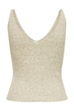 Only T-Shirts-Top De Alcas Decote Bico Com Linho