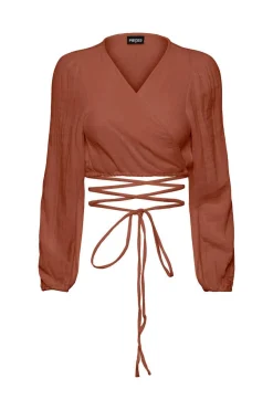 Pieces T-Shirts-Top De Manga Comprida E Gola Em Bico.