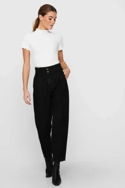 Only T-Shirts-Top Malha Canelada Manga Curta