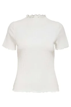 Only T-Shirts-Top Malha Canelada Manga Curta