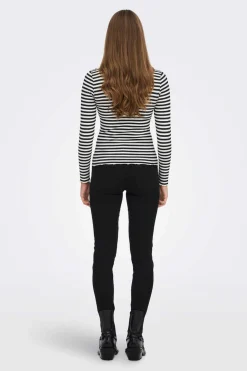 JDY T-Shirts-Top Manga Comprida Canelado