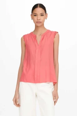 Only T-Shirts-Top Sem Mangas Com Decote Em Bico.