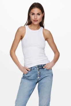 Only T-Shirts-Top Sem Mangas Em Canelado