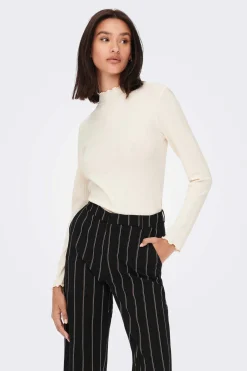 JDY T-Shirts-Topo Do Colarinho De Manga Comprida Perkins