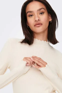 JDY T-Shirts-Topo Do Colarinho De Manga Comprida Perkins