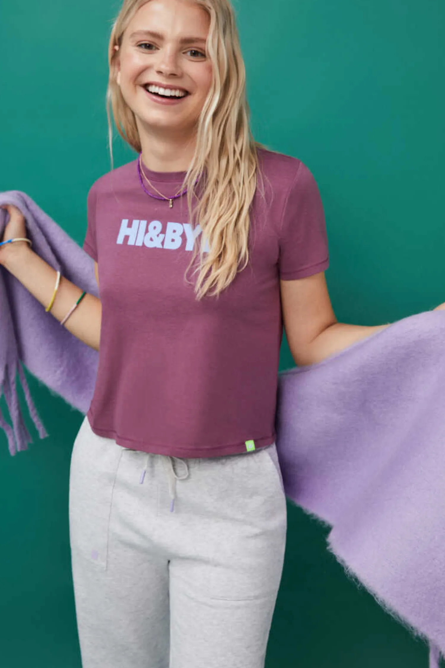 HI&BYE T-Shirts E Tops-T-Shirt 100% Algodao Bordo Logo