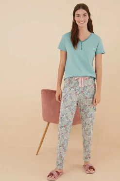 Women'secret Pijamas-T-Shirt 100% Algodao Em Com Botoes, De Manga Curta