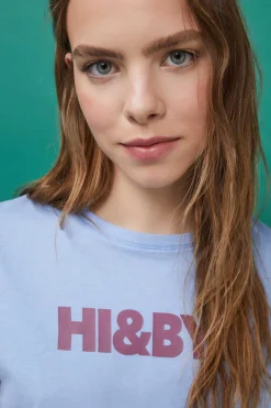 HI&BYE T-Shirts E Tops-T-Shirt 100% Algodao Logo