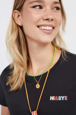 HI&BYE T-Shirts E Tops-T-Shirt 100% Algodao Preto Mini Logo