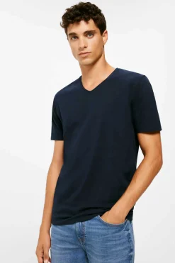 Springfield T-Shirt Basica Bico Lycra Azul Best