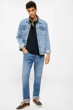 Springfield T-Shirt Basica Bico Lycra Azul Best