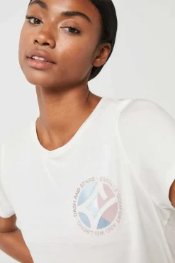 Dash and Stars T-Shirts-T-Shirt Branca Fluida Modal