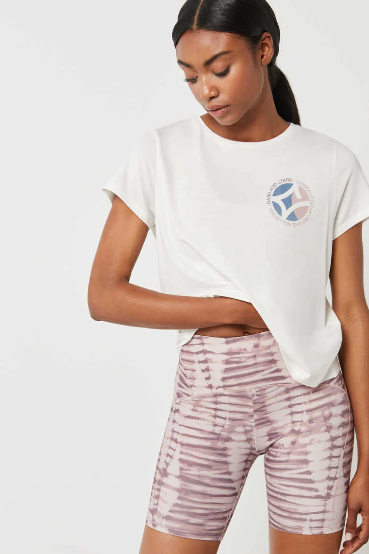 Dash and Stars T-Shirts-T-Shirt Branca Fluida Modal