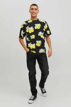 Jack & Jones T-Shirt Com Estampas Florais Amarelo New