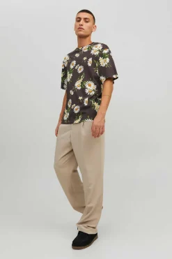 Jack & Jones T-Shirt Com Estampas Florais Castanho Online