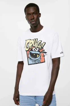Springfield T-Shirt Cookie Monster Branco Discount