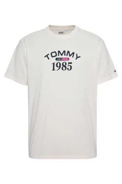 Tommy Jeans T-Shirt De Homem Com Logo Branco