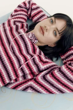 Pieces Sueteres E Cardigans-T-Shirt De Malha De Gola Fechada