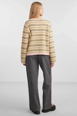 Pieces Sueteres E Cardigans-T-Shirt De Malha De Gola Fechada