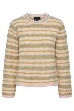 Pieces Sueteres E Cardigans-T-Shirt De Malha De Gola Fechada