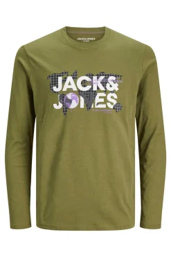 Jack & Jones T-Shirt De Manga Comprida Print Logo Verde Online