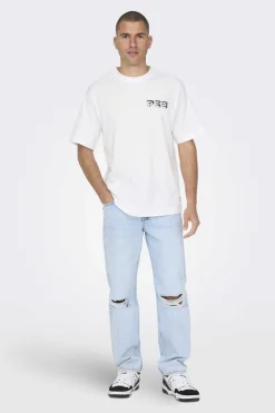 Only & Sons T-Shirt De Manga Curta Branco Hot