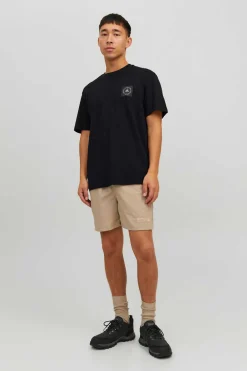 Jack & Jones T-Shirt De Manga Curta De Pescoco De Tripulacao Com Impressao Nas Costas. Preto Hot