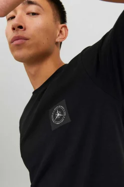 Jack & Jones T-Shirt De Manga Curta De Pescoco De Tripulacao Com Impressao Nas Costas. Preto Hot