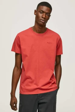 Pepe Jeans T-Shirt De Manga Curta Efeito Lavado. Vermelho Clearance
