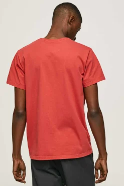 Pepe Jeans T-Shirt De Manga Curta Efeito Lavado. Vermelho Clearance