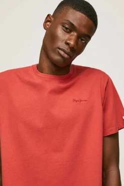 Pepe Jeans T-Shirt De Manga Curta Efeito Lavado. Vermelho Clearance