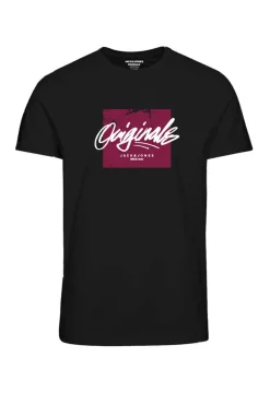 Jack & Jones T-Shirt De Manga Curta Estampado Logo Preto Sale