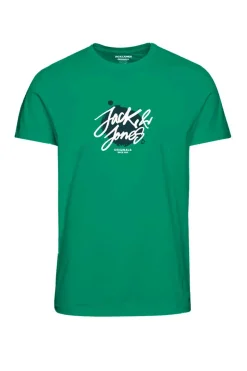 Jack & Jones T-Shirt De Manga Curta Estampado Logo Verde New