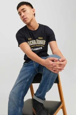 Jack & Jones T-Shirt De Manga Curta Estampado Logo Azul