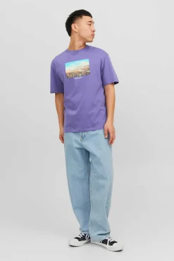 Jack & Jones T-Shirt De Manga Curta Print Foto Roxo Hot
