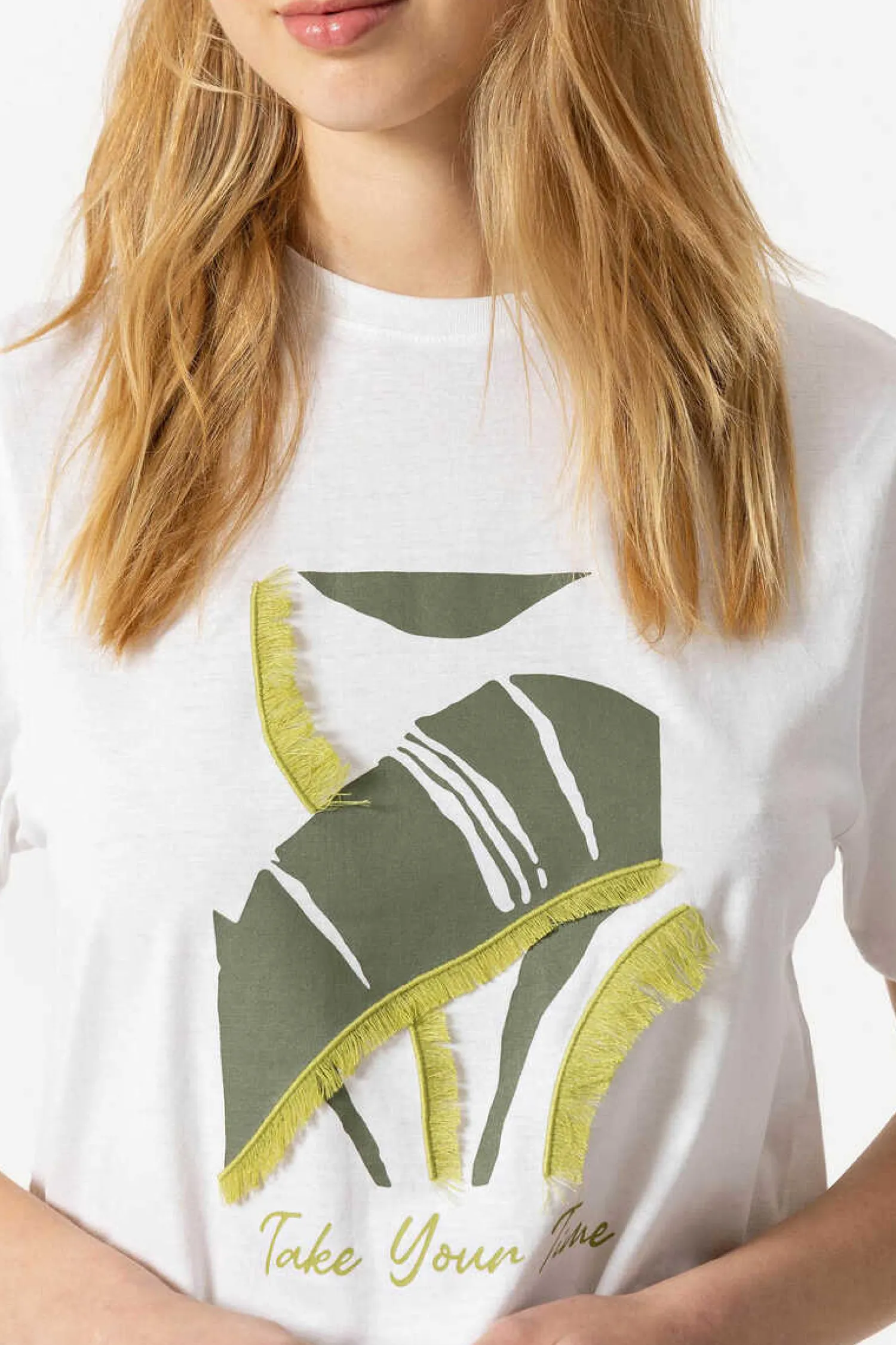 Tiffosi T-Shirts-T-Shirt Estampada Frontal Com Franjas