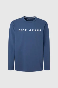 Pepe Jeans T-Shirt Manga Comprida Algodao Jersey Azul