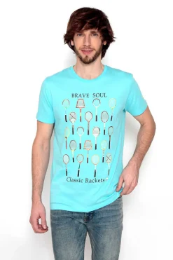 Brave Soul T-Shirt Manga Curta Estampada Azul Online