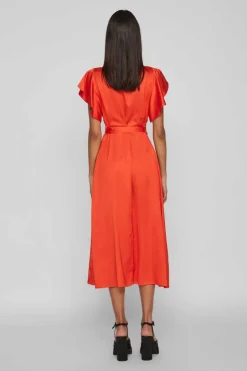 Vila Vestidos E Macacoes-Vestido Acetinado Envolvente